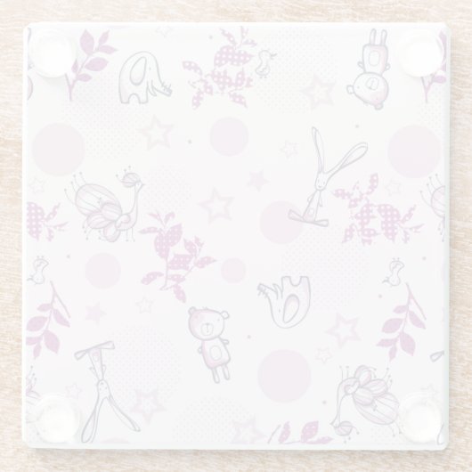 patroon met  babydieren glazen onderzetter (Achterkant)