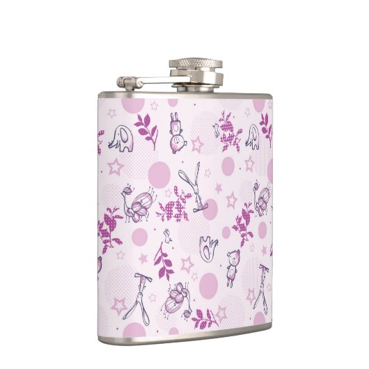 patroon met  babydieren heupfles (Rechts)