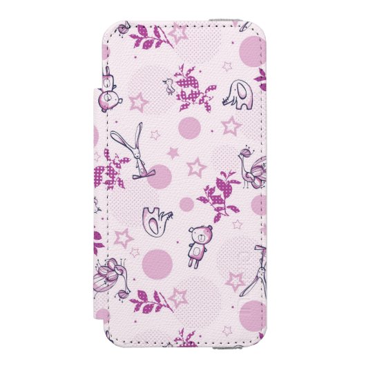 patroon met  babydieren incipio iPhone portemonnee hoesje (Voorkant Agenda)