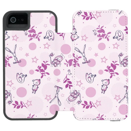 patroon met  babydieren incipio iPhone portemonnee hoesje (Agenda Open)