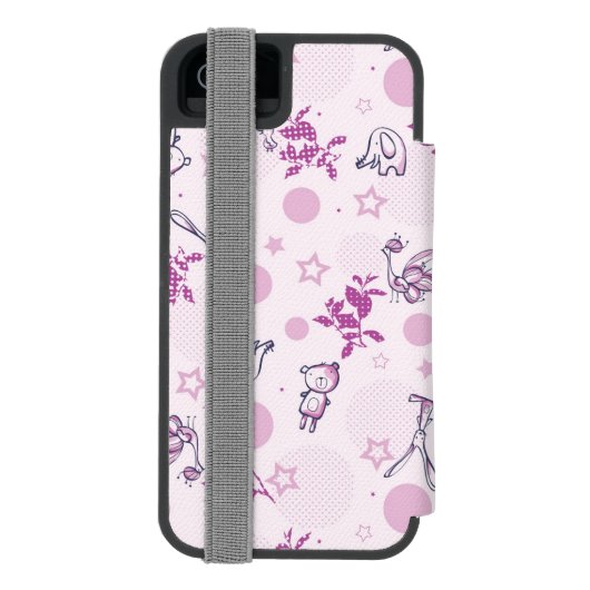 patroon met  babydieren incipio iPhone portemonnee hoesje (Agenda Achterkant)