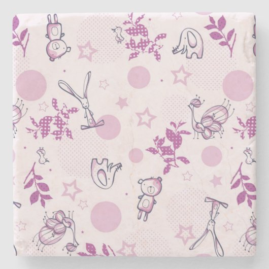 patroon met  babydieren stenen onderzetter (Voorkant)