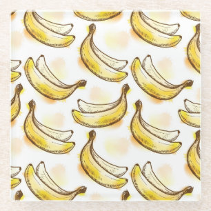 Patroon met banaan glazen onderzetter