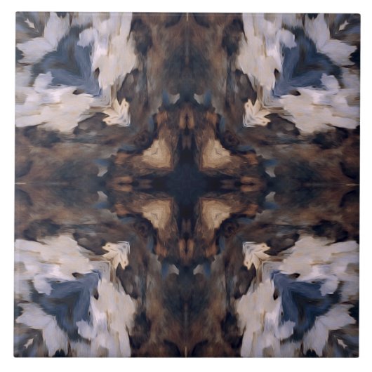  patroon met beige, bruin, wit en blauw tegeltje (Voorkant)