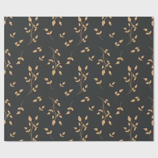 patroon met berry en bladeren van silhouettes cadeaupapier (Vlak)