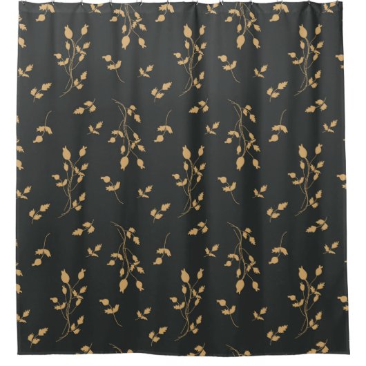  patroon met berry en bladeren van silhouettes douchegordijn (Voorkant)