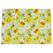 Patroon met bijen in blik groot cadeauzakje (Voorkant)