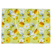 Patroon met bijen in blik groot cadeauzakje (Achterkant)