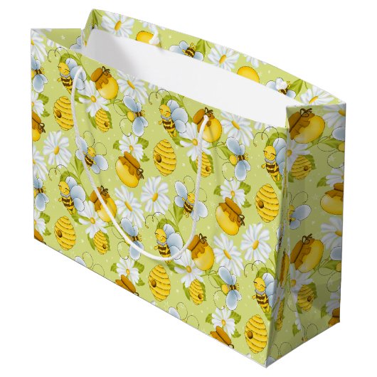 Patroon met bijen in blik groot cadeauzakje (Achterkant Gekanteld)