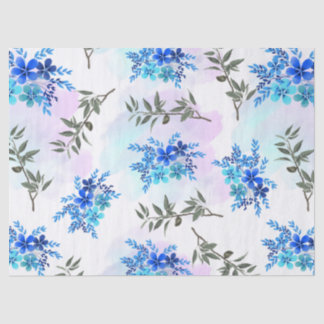 patroon met blauw bloemet van bloemen en bladeren tissuepapier