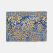Patroon met blauw en gouden mandala fleece deken (Voorkant (Horizontaal))