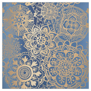 Patroon met blauw en gouden mandala stof