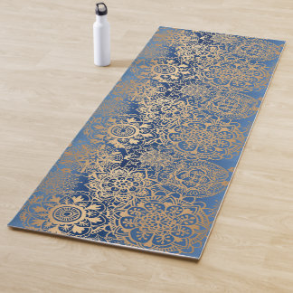 Patroon met blauw en gouden mandala yogamat
