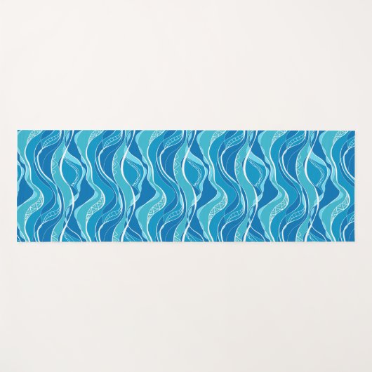 Patroon met blauwe golven met wit stammenpatroon yogamat (Voorkant (horizontaal))