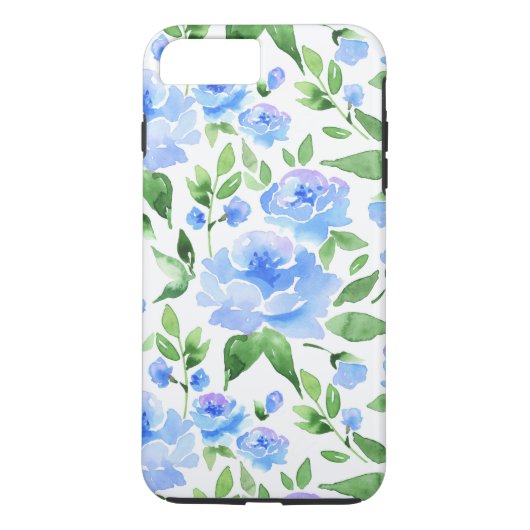 Patroon met blauwe waterverf bloemen Case-Mate iPhone case (Achterkant)