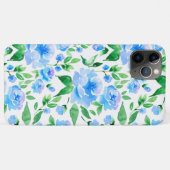 Patroon met blauwe waterverf bloemen Case-Mate iPhone case (Achterkant (horizontaal))