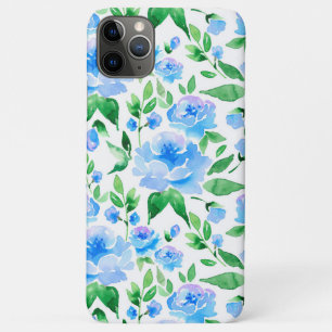 Patroon met blauwe waterverf bloemen Case-Mate iPhone case