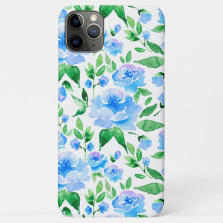 Patroon met blauwe waterverf bloemen Case-Mate iPhone case