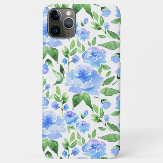 Patroon met blauwe waterverf bloemen Case-Mate iPhone case (Achterkant)