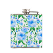 Patroon met blauwe waterverf bloemen heupfles (Achterkant)