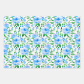 Patroon met blauwe waterverf bloemen inpakpapier vel (Voorkant 3)