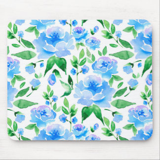 Patroon met blauwe waterverf bloemen muismat