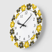 Patroon met bloemen voor gele en zwarte Retro Grote Klok (Hoek)