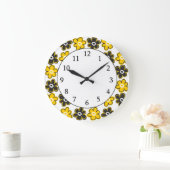 Patroon met bloemen voor gele en zwarte Retro Grote Klok (Huis)