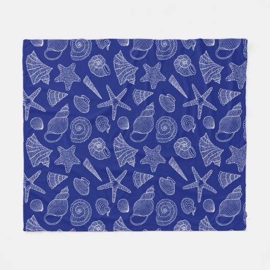 Patroon met Bright Blue Shell Fleece Deken (Voorkant (Horizontaal))