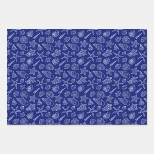 Patroon met Bright Blue Shell Inpakpapier Vel (Voorkant 3)