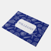 Patroon met Bright Blue Shell | Jouw namen toevoeg Deurmat (Schuin)