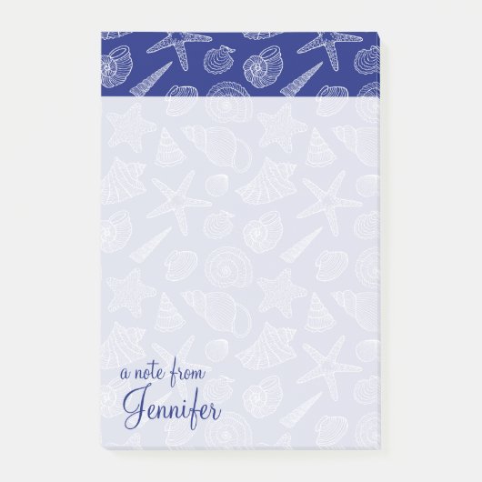 Patroon met Bright Blue Shell | Jouw namen toevoeg Post-it® Notes (Voorkant)