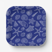 Patroon met Bright Blue Shell Papieren Bordje (Voorkant)