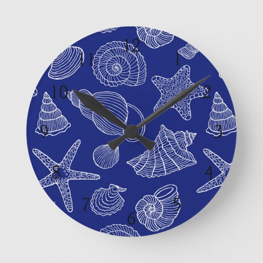 Patroon met Bright Blue Shell Ronde Klok (Voorkant)