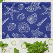 Patroon met Bright Blue Shell Theedoek (Gevouwen)