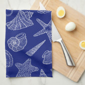 Patroon met Bright Blue Shell Theedoek (Quarter Fold)