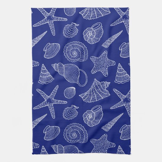 Patroon met Bright Blue Shell Theedoek (Verticaal)