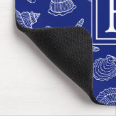 Patroon met Bright Blue Shell | Voeg je Initiaal t Muismat (Hoek)