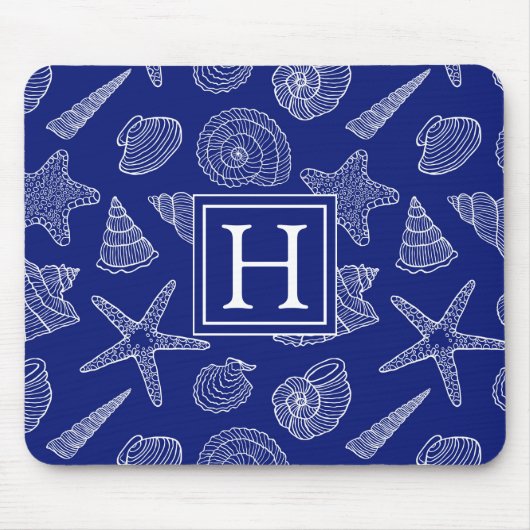Patroon met Bright Blue Shell | Voeg je Initiaal t Muismat (Voorkant)
