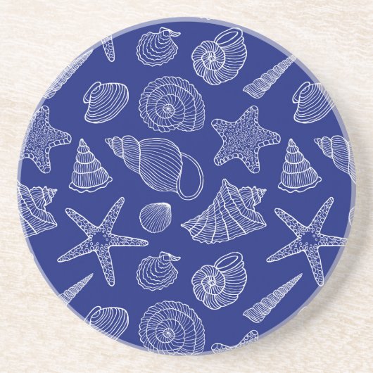 Patroon met Bright Blue Shell Zandsteen Onderzetter (Voorkant)