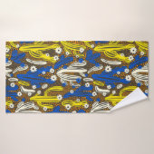  patroon met cactus op zwarte achtergrond. S Badhanddoek (Badhanddoek)