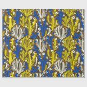  patroon met cactus op zwarte achtergrond. S Cadeaupapier (Vlak)