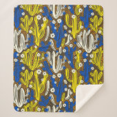 patroon met cactus op zwarte achtergrond. S Sherpa Deken (Voorkant)