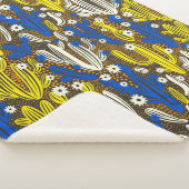  patroon met cactus op zwarte achtergrond. S Sherpa Deken (3/4)