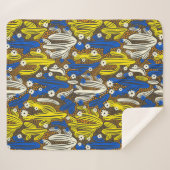  patroon met cactus op zwarte achtergrond. S Sherpa Deken (Voorkant (horizontaal))