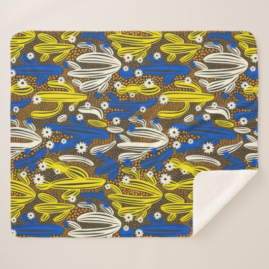 patroon met cactus op zwarte achtergrond. S Sherpa Deken (Voorkant (horizontaal))