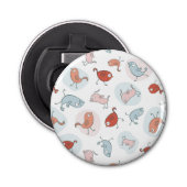 patroon met cartoon vogels button flesopener (Voorkant)