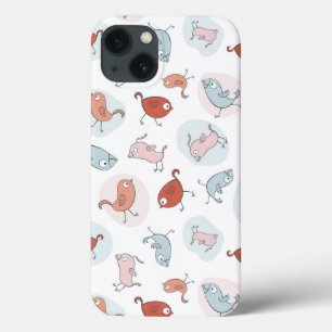 patroon met cartoon vogels iPhone 13 hoesje