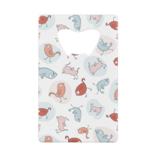 patroon met cartoon vogels creditkaart flessenopener