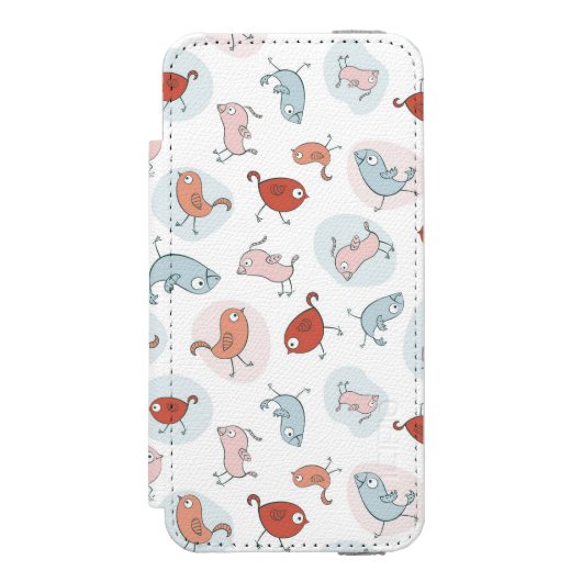 patroon met cartoon vogels incipio iPhone portemonnee hoesje (Voorkant Agenda)